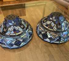 Vintage Tiffany Style Faux Stained Glass Drop Light or Lamp Shade Heavy 2 Avail
