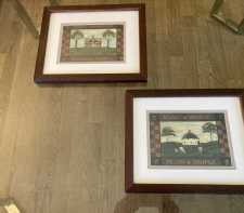 Pr Vintage Folk Art Prints Billy Jacobs Welcome Friends and Plain and Simple Country Farmhouse
